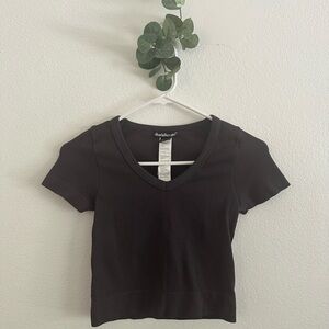 Charlotte Russe Black V-Neck Crop Top